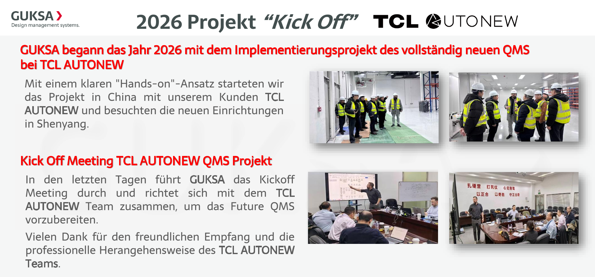 TCL AUTONEW Projekt 'Kick Off' 2026